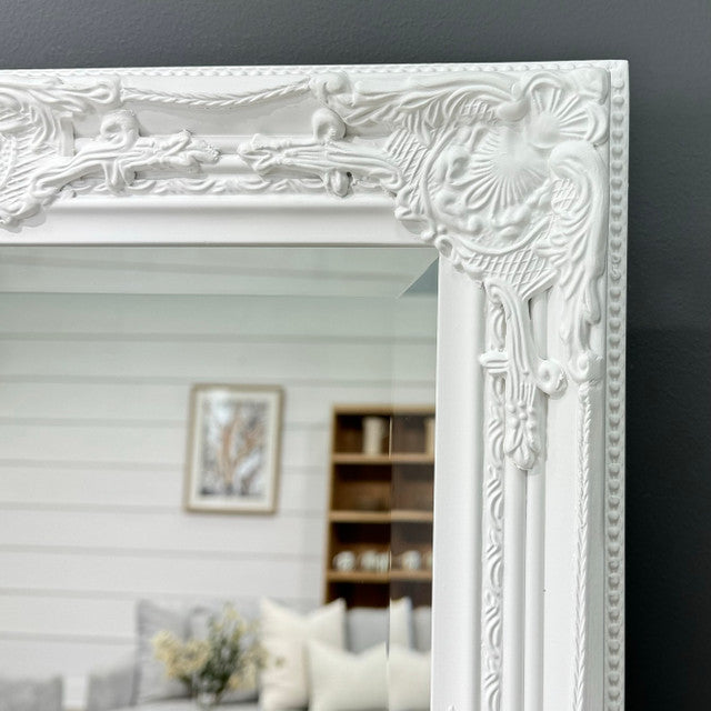 Olivia Free Standing Antique Mirror - Matte White