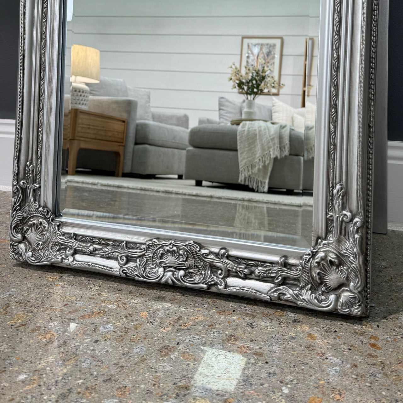 Olivia Free Standing Antique Mirror - Antique Silver