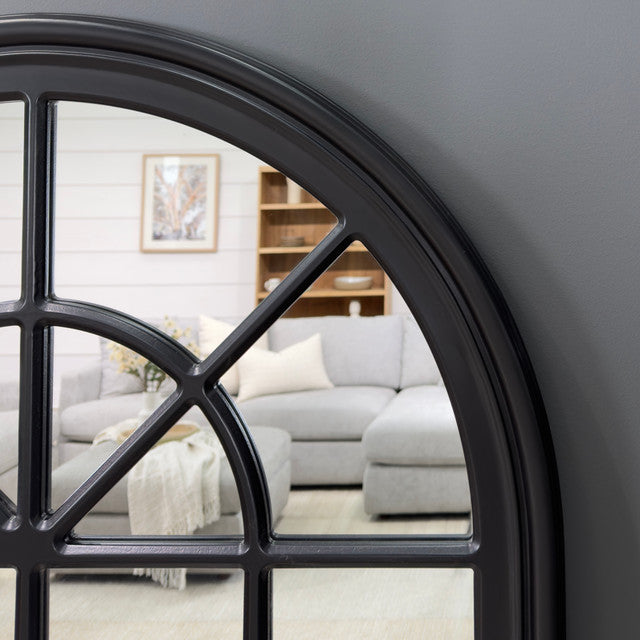 Mason Arched Window Mirror - Large Matte Black