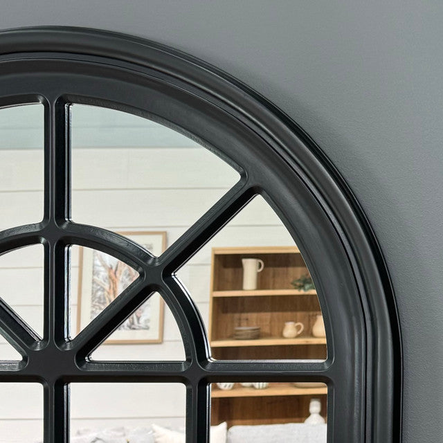 Mason Arched Window Mirror - Medium Matte Black