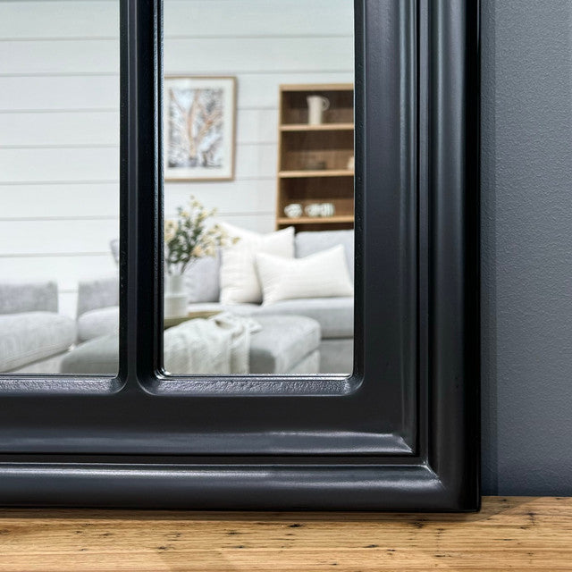 Mason Arched Window Mirror - Medium Matte Black