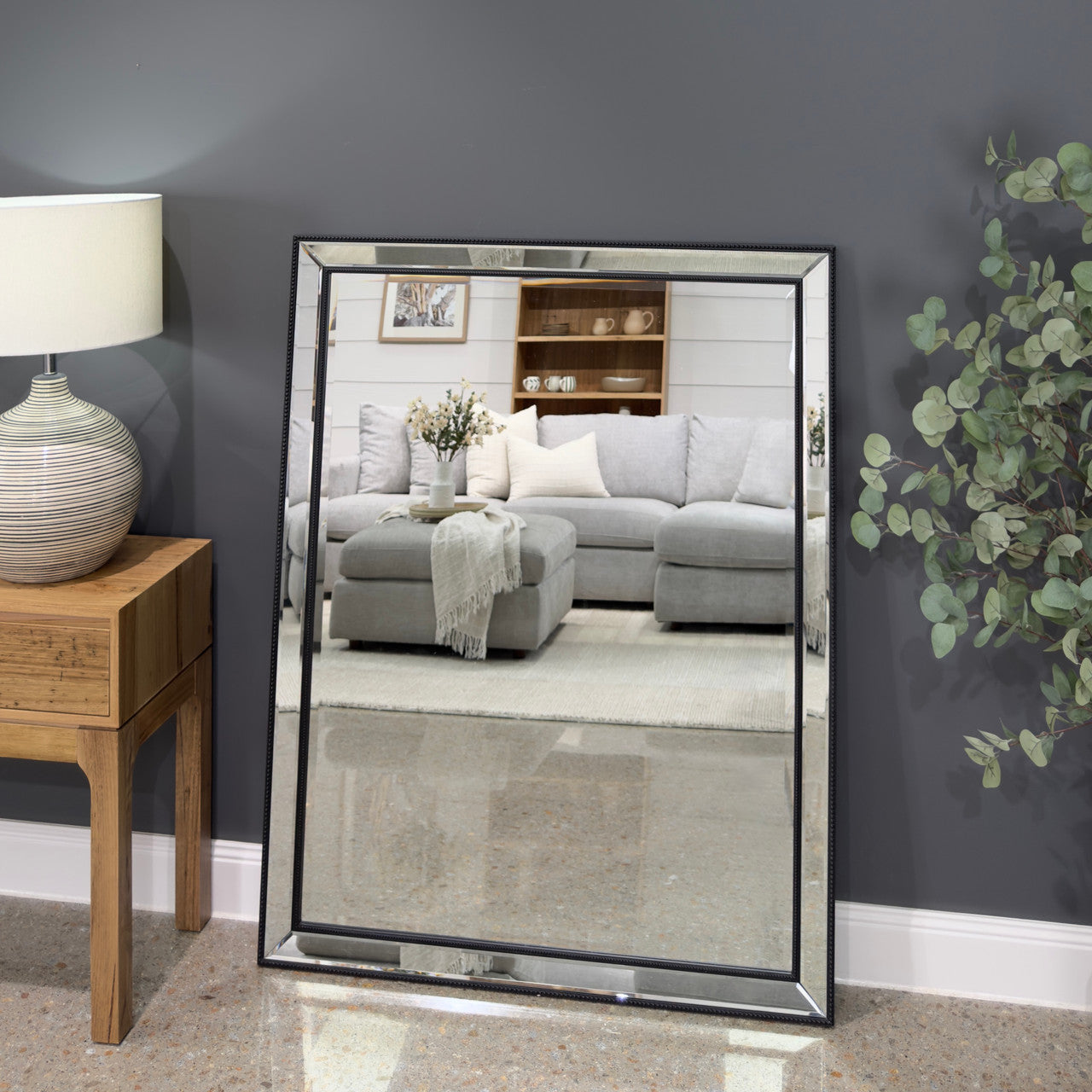 Ava Bevelled Mirror - Matte Black