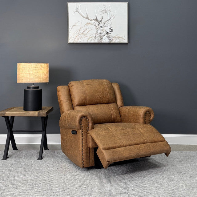 Glenrowan 1 Seater Electric Recliner - Tan Leather Air