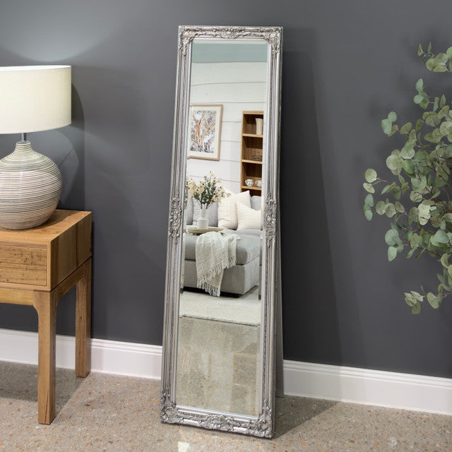 Olivia Free Standing Antique Mirror - Antique Silver