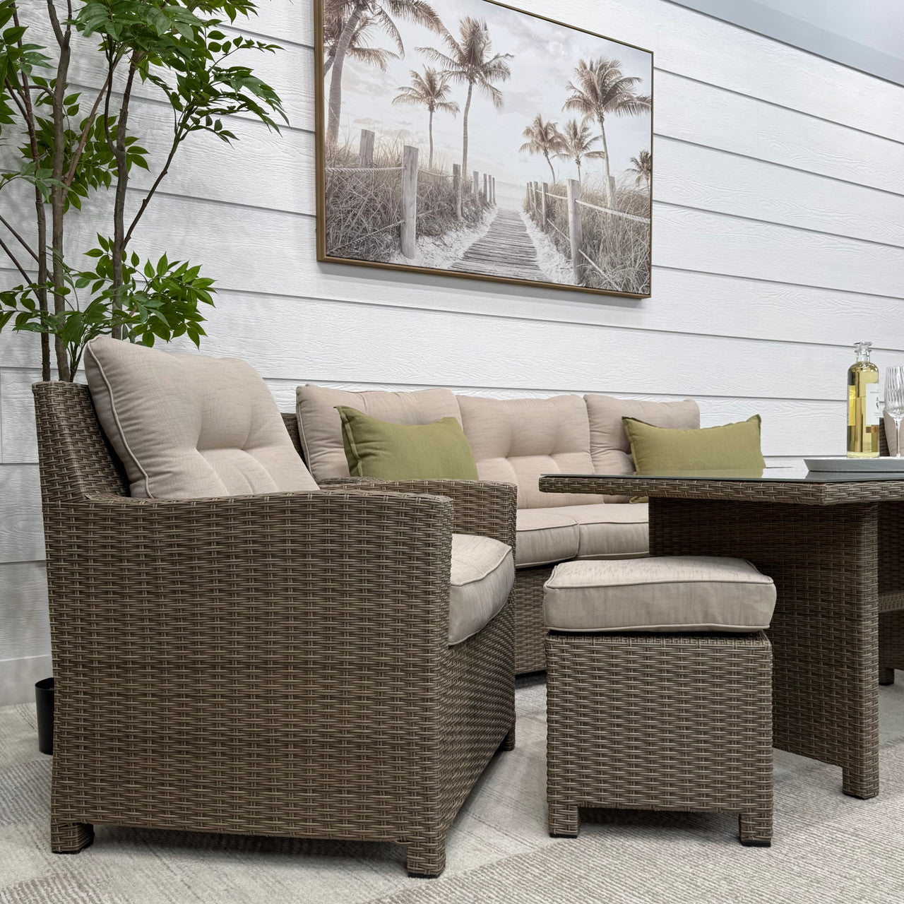 6 Piece Aluminium Rattan Sofa Set - Beige