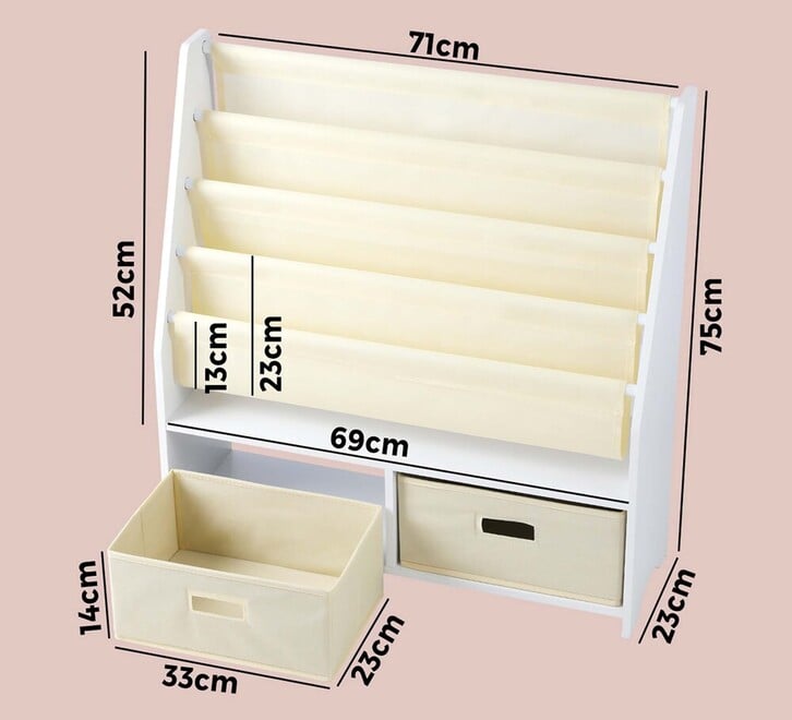 Auvitalliving Kids 2 Drawer Display Bookshelf