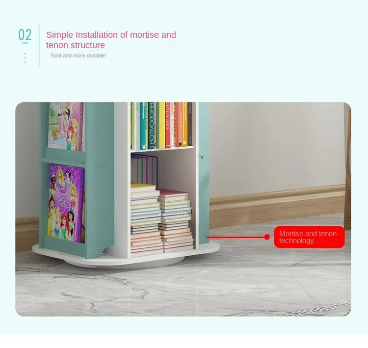 Creative floor-standing children's picture album rotating bookcase