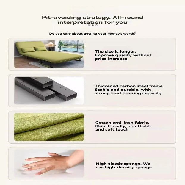 Auvitalliving Multifunctional dual-purpose fabric sofa foldable single bed