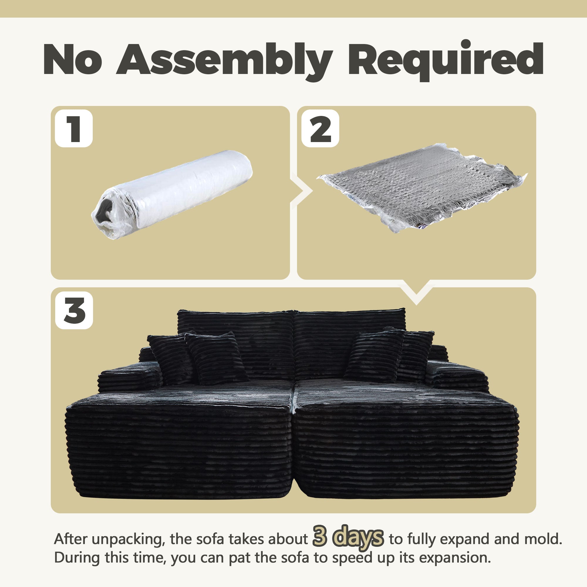 Boneless Sofa, Sleeper Couch, No Assembly Required