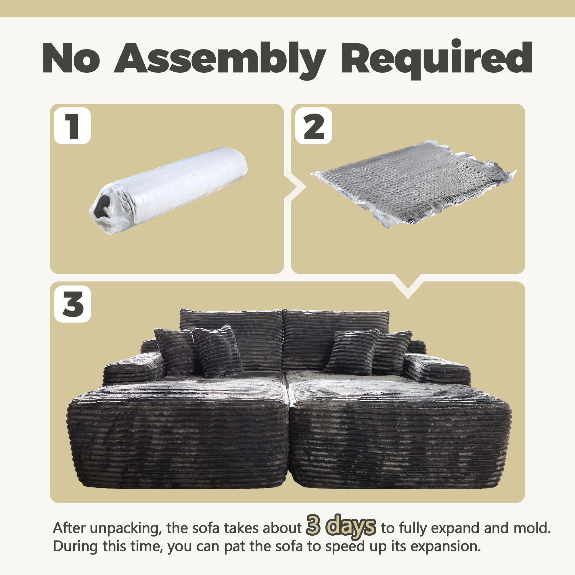 Boneless Sofa, Sleeper Couch, No Assembly Required