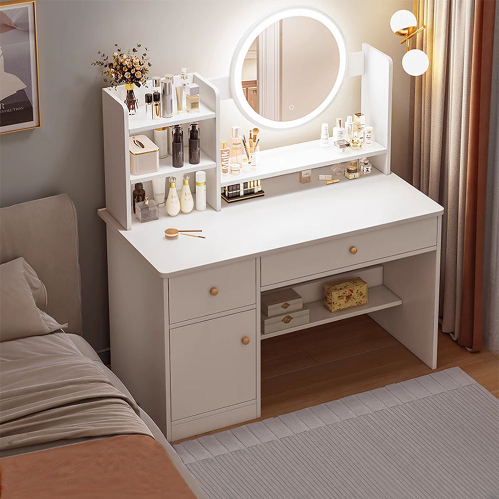 Vanity Table Set with LED Mirror – Modern Dressing Table with Drawers and Choice of Chair Styles
