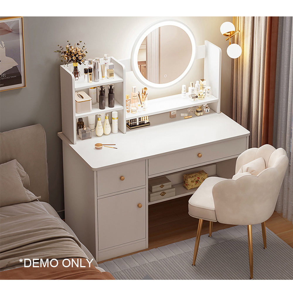 Vanity Table Set with LED Mirror – Modern Dressing Table with Drawers and Choice of Chair Styles