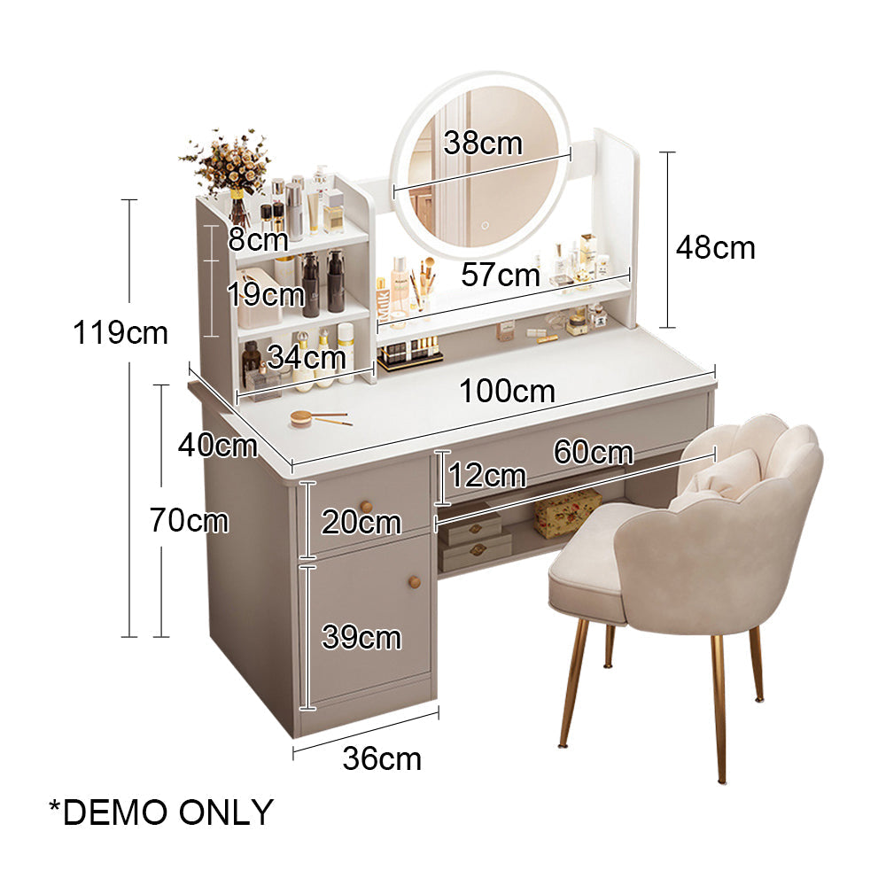 Vanity Table Set with LED Mirror – Modern Dressing Table with Drawers and Choice of Chair Styles