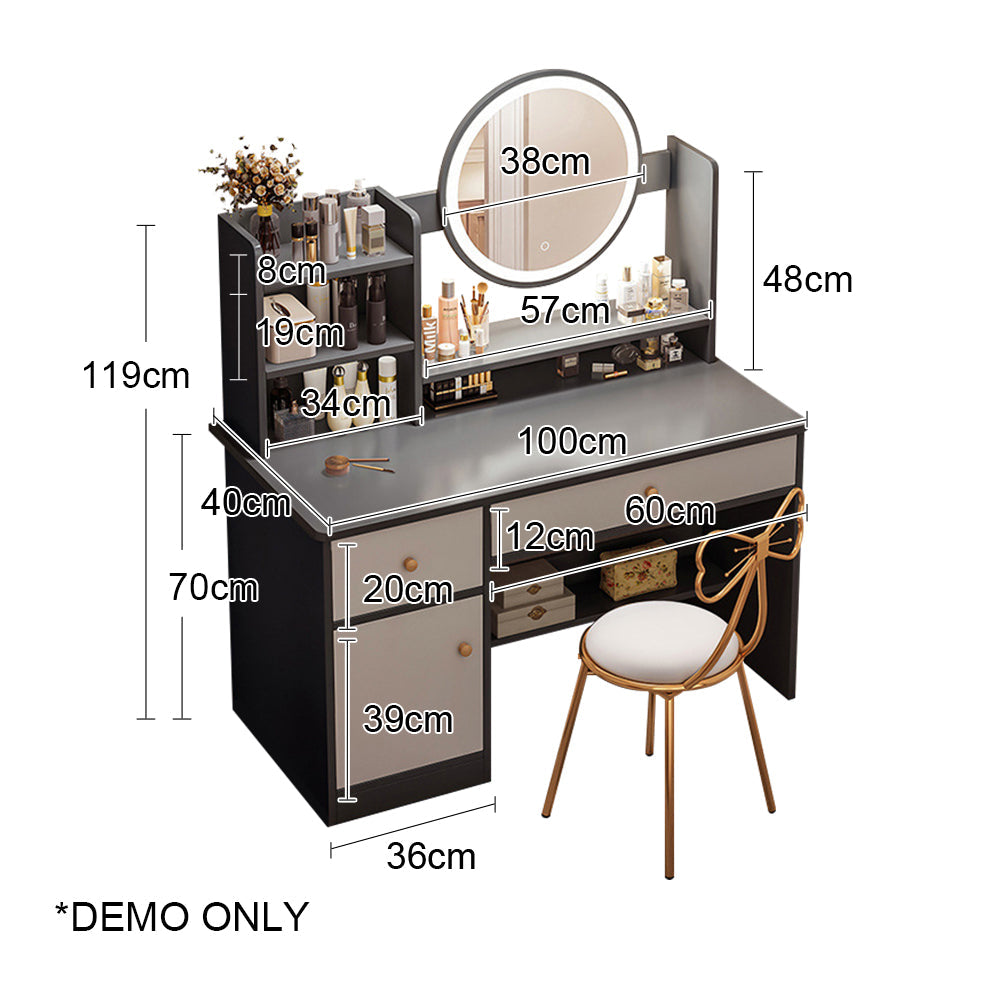 Vanity Table Set with LED Mirror – Modern Dressing Table with Drawers and Choice of Chair Styles