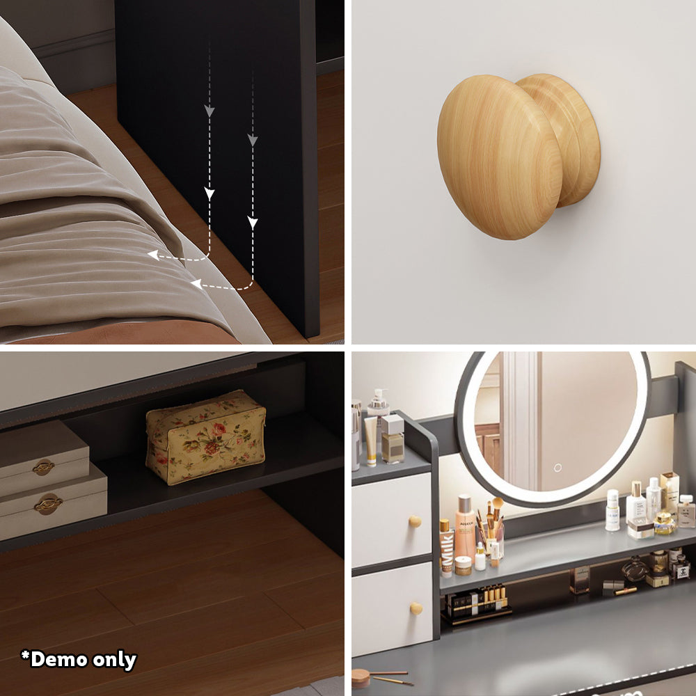 Vanity Table Set with LED Mirror – Modern Dressing Table with Drawers and Choice of Chair Styles