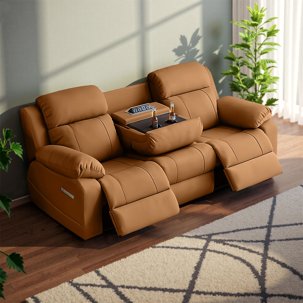 Vega 3 Seater Electric Recliner Sofa with Console Table