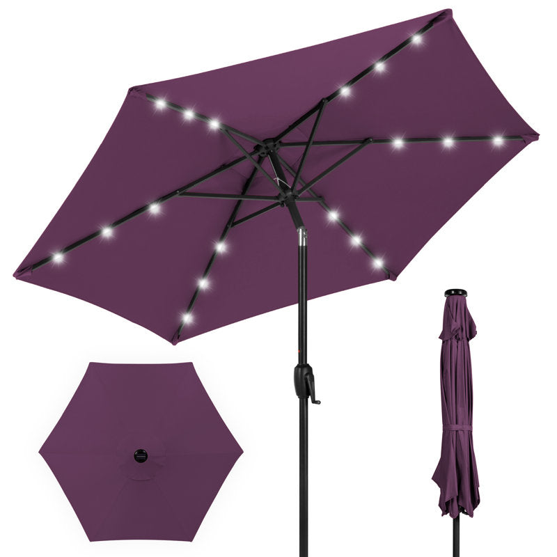 Auvitalliving 7.5Ft Outdoor Solar Patio Umbrella For Deck