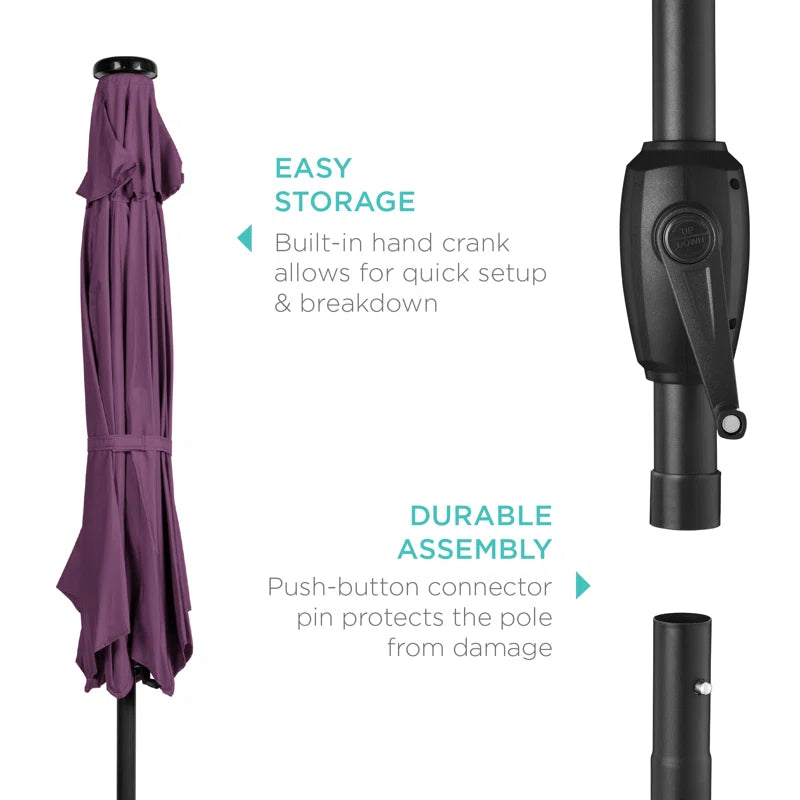 Auvitalliving 7.5Ft Outdoor Solar Patio Umbrella For Deck