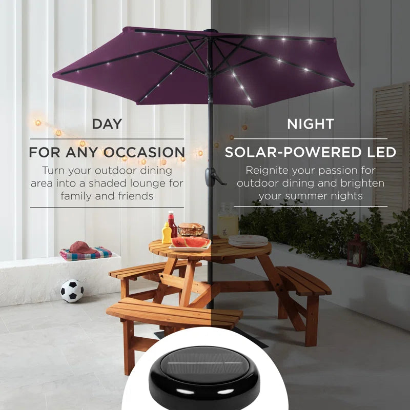 Auvitalliving 7.5Ft Outdoor Solar Patio Umbrella For Deck