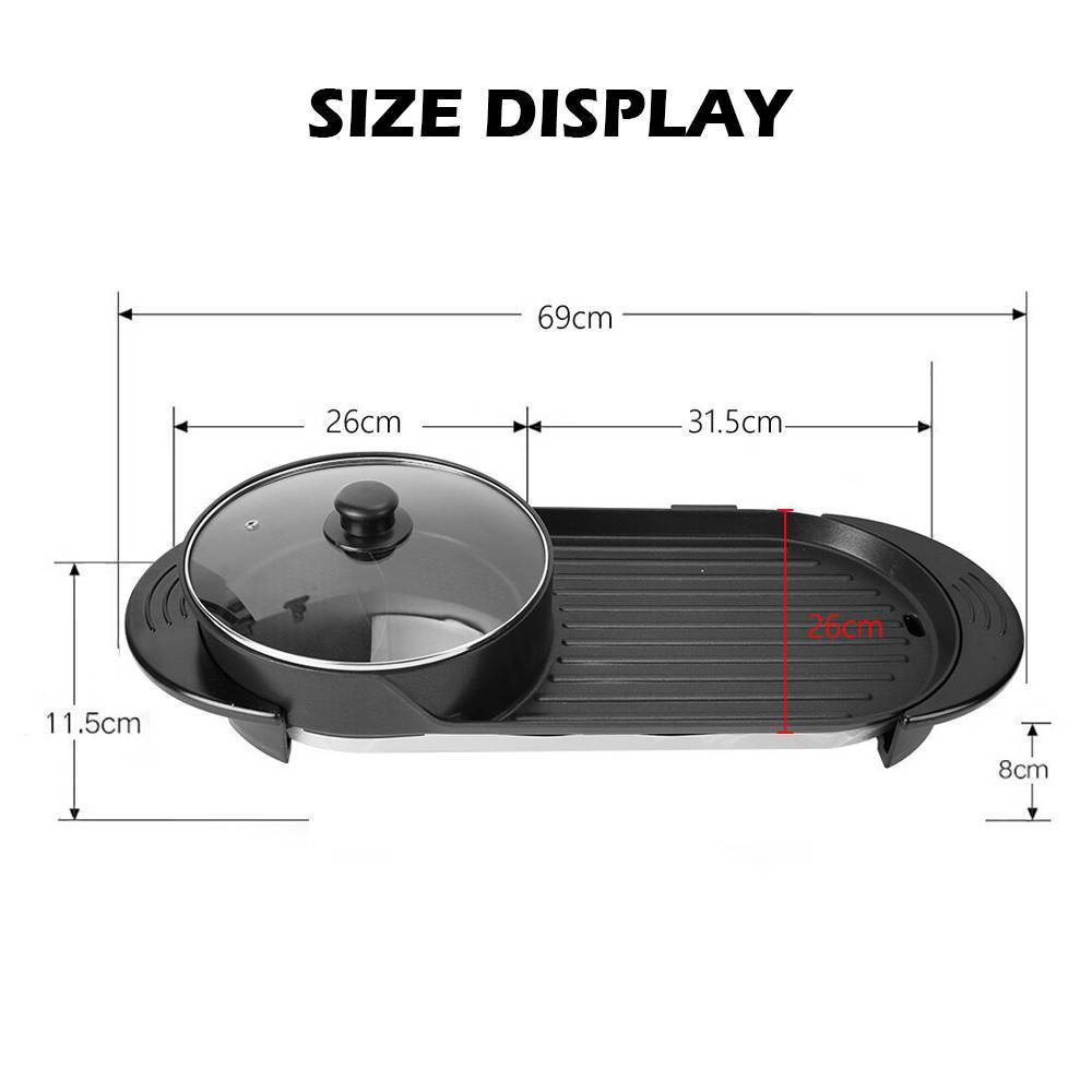 Electric 2 In 1 Hot Pot Hotpot BBQ Grill