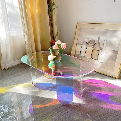 Gorgeous Iridescent Acrylic Side Table Cool Rainbow Coffee Table