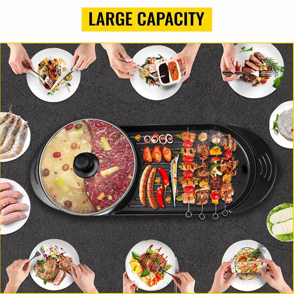 Electric 2 In 1 Hot Pot Hotpot BBQ Grill