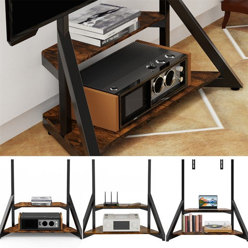 Reinforced Metal 65-100" TV Floor Stand 2 Tier Shelf TV Mount Adjustable Height