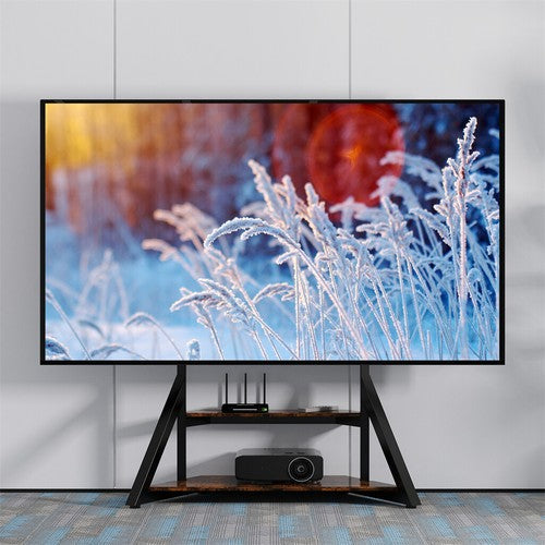 Reinforced Metal 65-100" TV Floor Stand 2 Tier Shelf TV Mount Adjustable Height