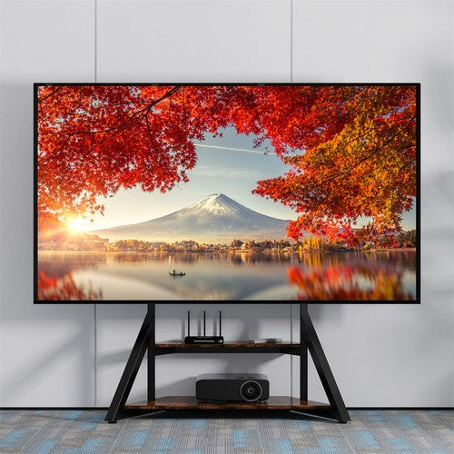 Reinforced Metal 65-100" TV Floor Stand 2 Tier Shelf TV Mount Adjustable Height