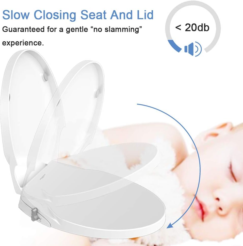 Non Electric Bidet Seat Toilet Seat with Self Cleaning Dual Nozzles Separated Rear & Feminine Cleaning Natural Water Spray, Soft Closed Toilet Seat, Easy DIY Installation (O Shape)