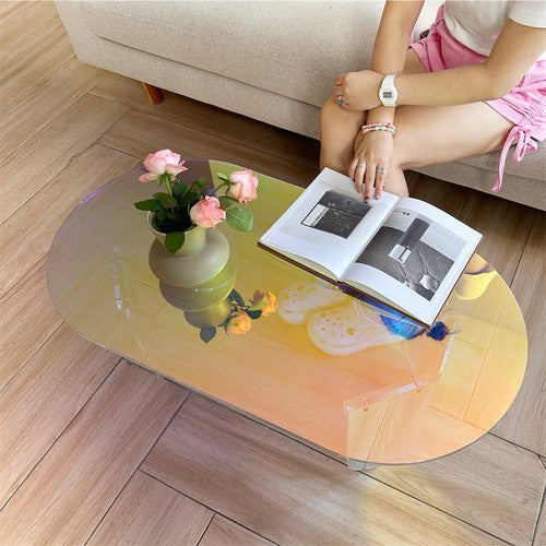 Gorgeous Iridescent Acrylic Side Table Cool Rainbow Coffee Table