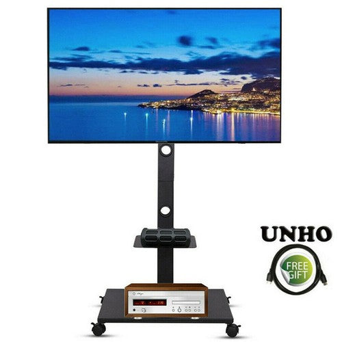 Rolling Trolley TV Floor Stand Portable Television w /Swivel VESA Bracket 32-70"