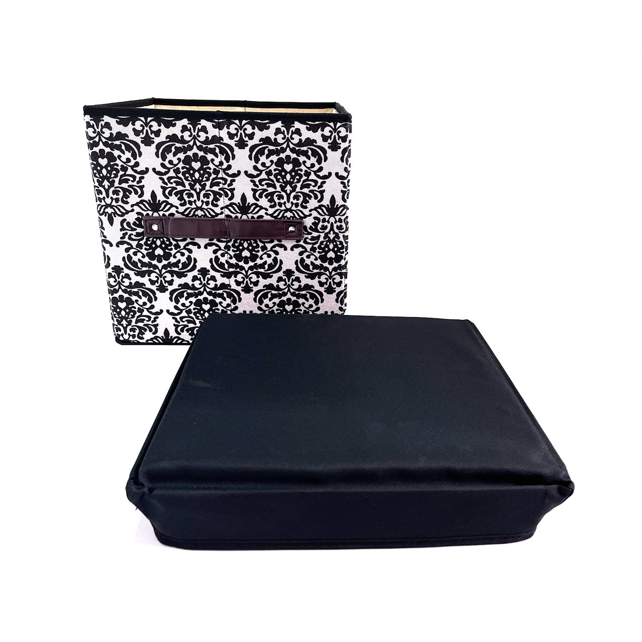 2Pcs Folding Ottoman Storage Stool Cube Footstool Stool Blanket Box With Cover