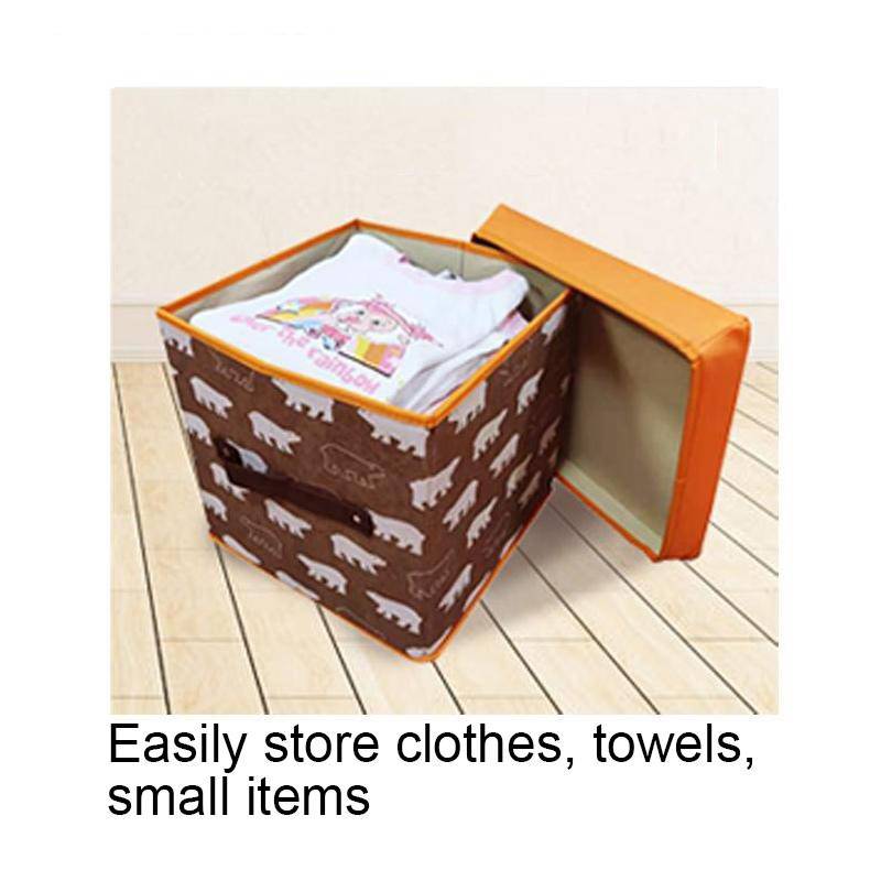 2Pcs Folding Ottoman Storage Stool Cube Footstool Stool Blanket Box With Cover