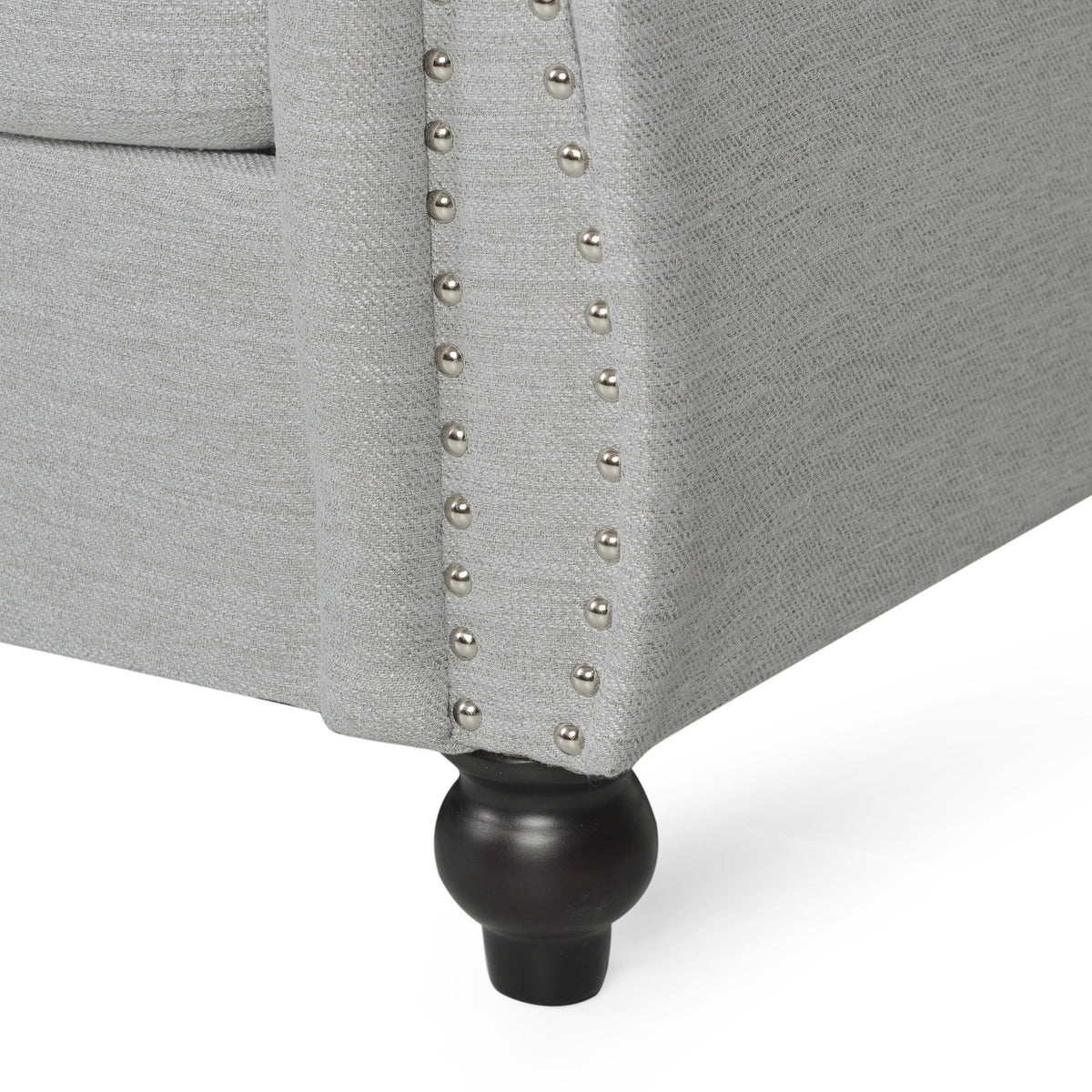 Modern Style Cloud Gray Button Tufted Upholstered Fabric Sofa