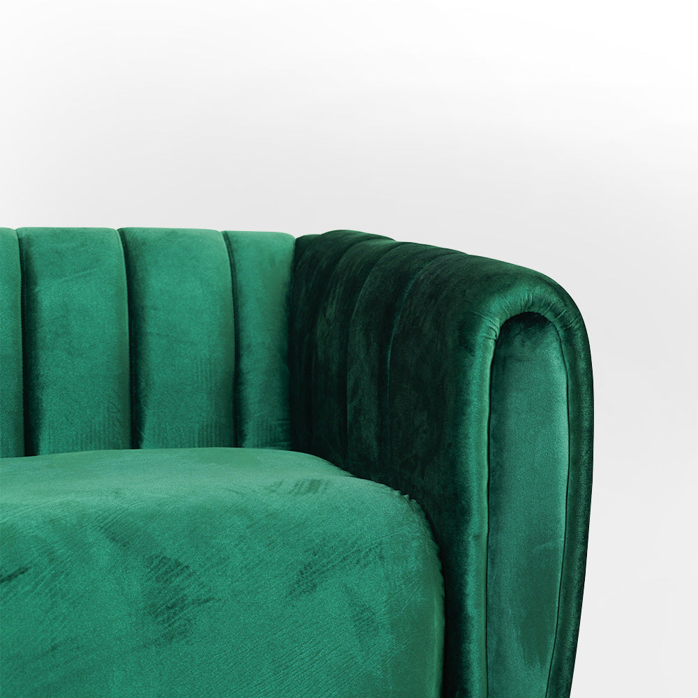 Modern 3-Seater Sofa for Living Room, Emerald Green, Velvet