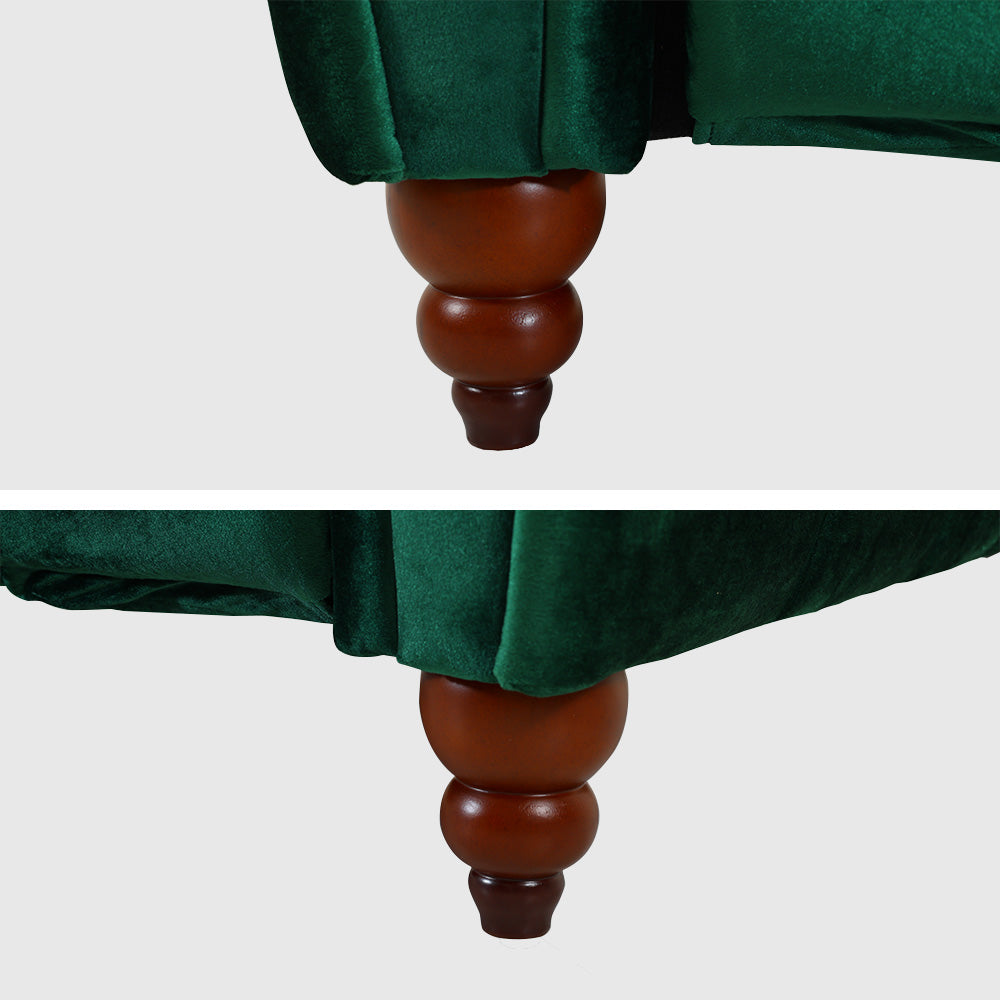 Modern 3-Seater Sofa for Living Room, Emerald Green, Velvet