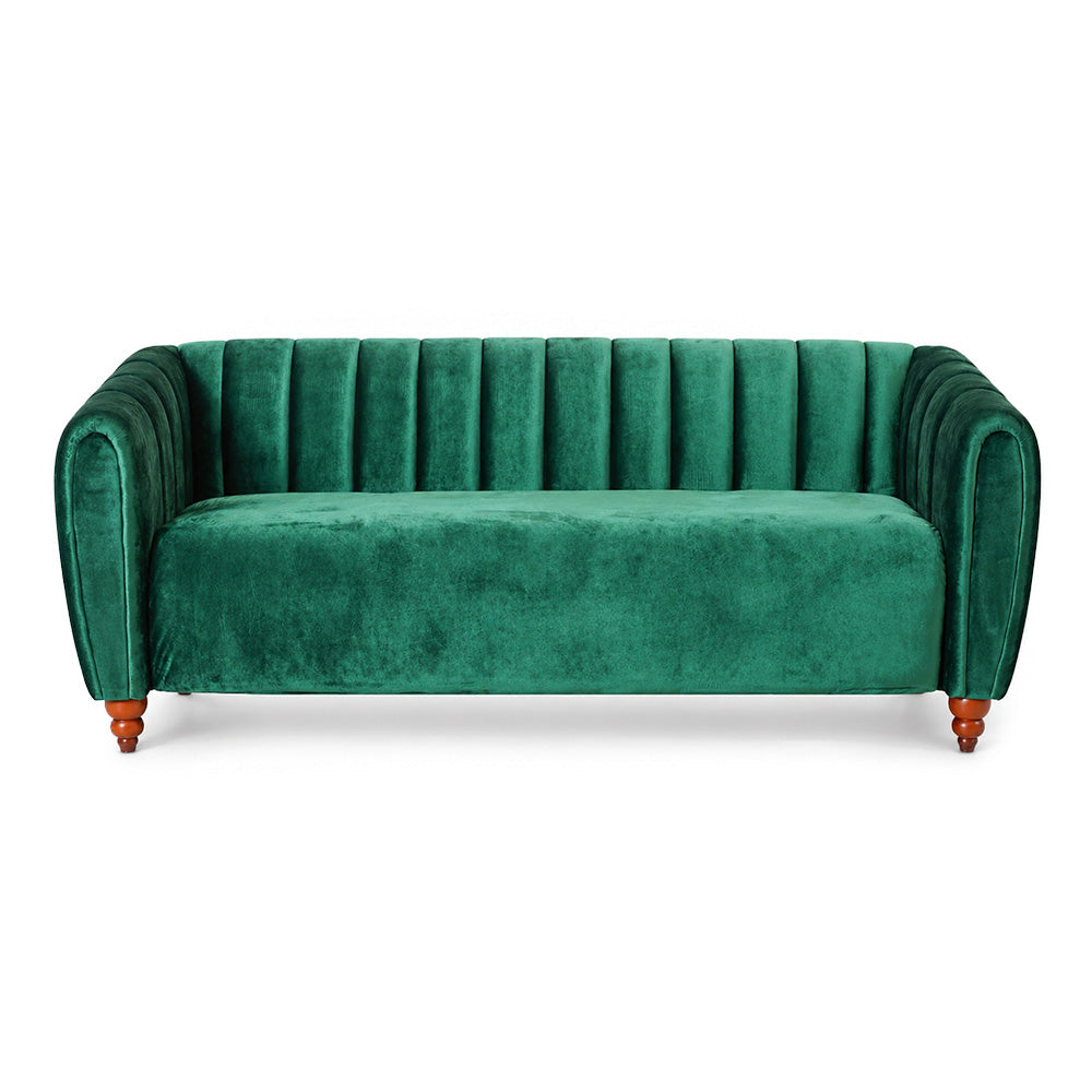Modern 3-Seater Sofa for Living Room, Emerald Green, Velvet