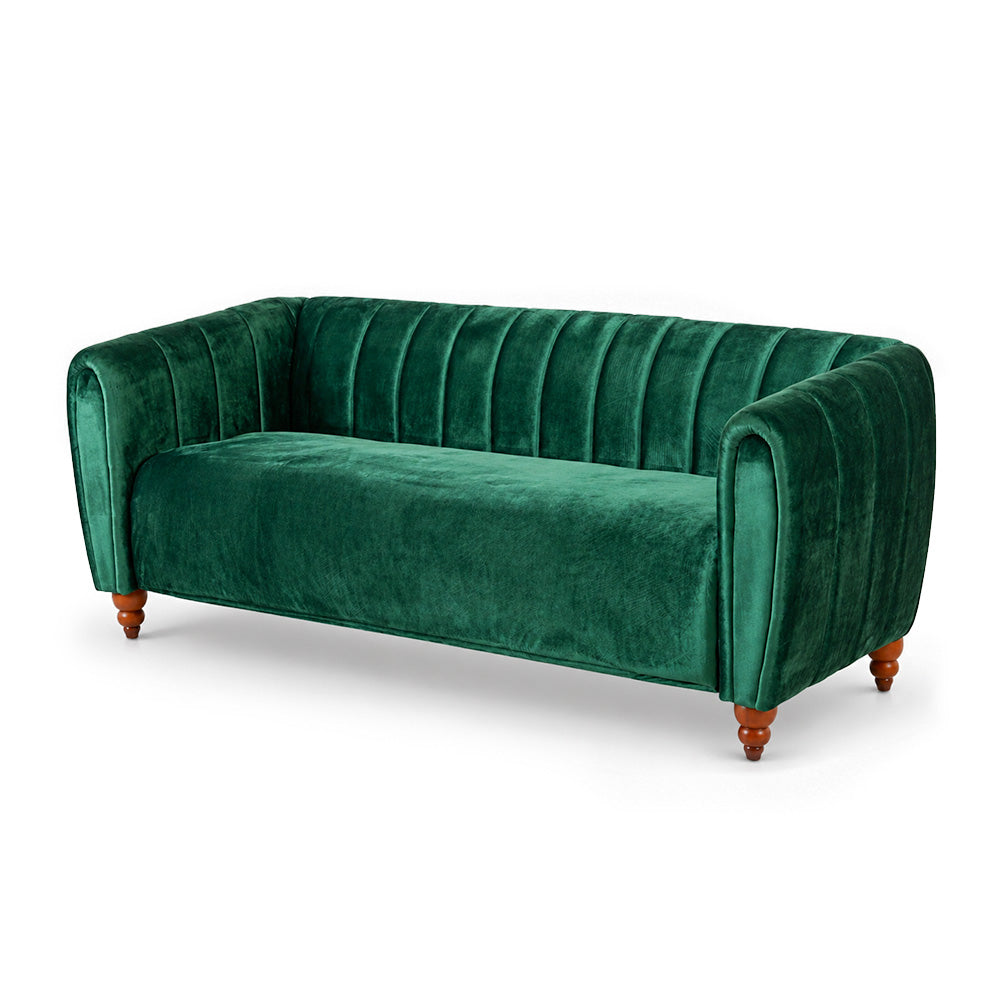 Modern 3-Seater Sofa for Living Room, Emerald Green, Velvet