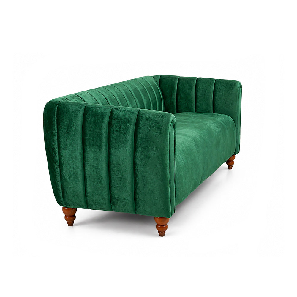 Modern 3-Seater Sofa for Living Room, Emerald Green, Velvet