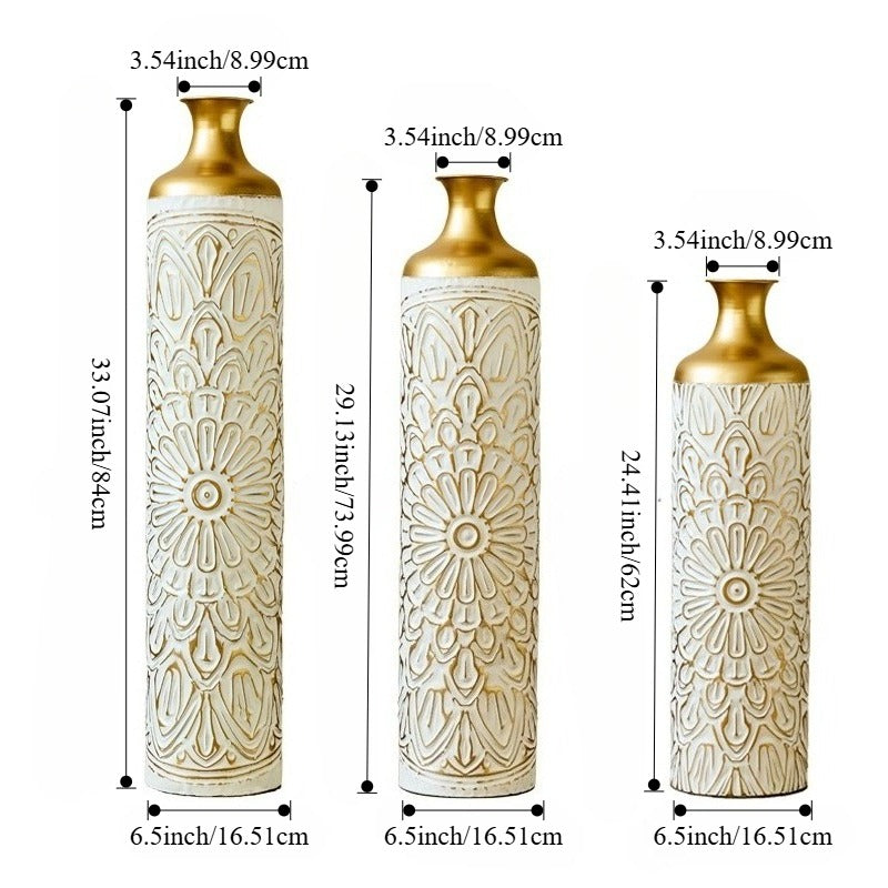 3-pieces home modern style decoration large glazed metal vase