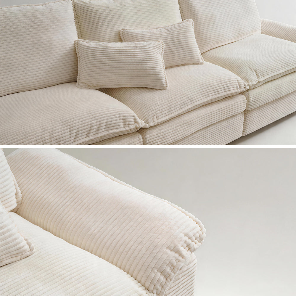 Modern Sofa with Throw Pillows for Living Room, 3-Seater, Corduroy