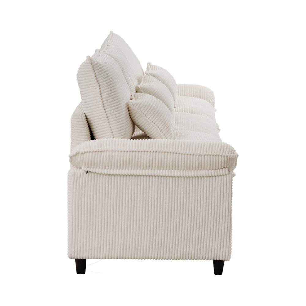 Modern Sofa with Throw Pillows for Living Room, 3-Seater, Corduroy