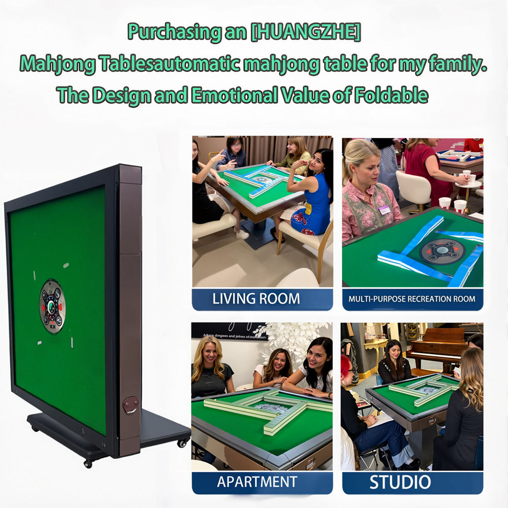 Eeeza Automatic Mahjong Table with 2 Set of Tiles, Green Tabletop