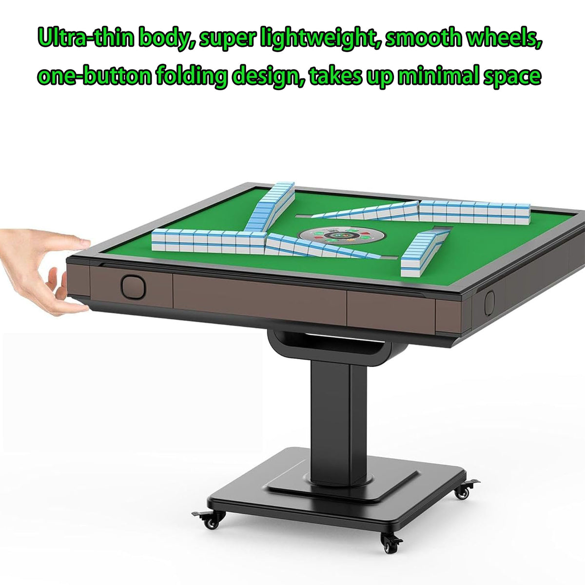 Eeeza Automatic Mahjong Table with 2 Set of Tiles, Green Tabletop