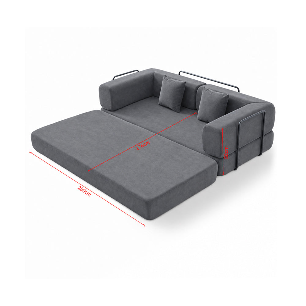 Eeeza Foldable Corduroy Sofa Bed with 2 Cushions, 3-seater