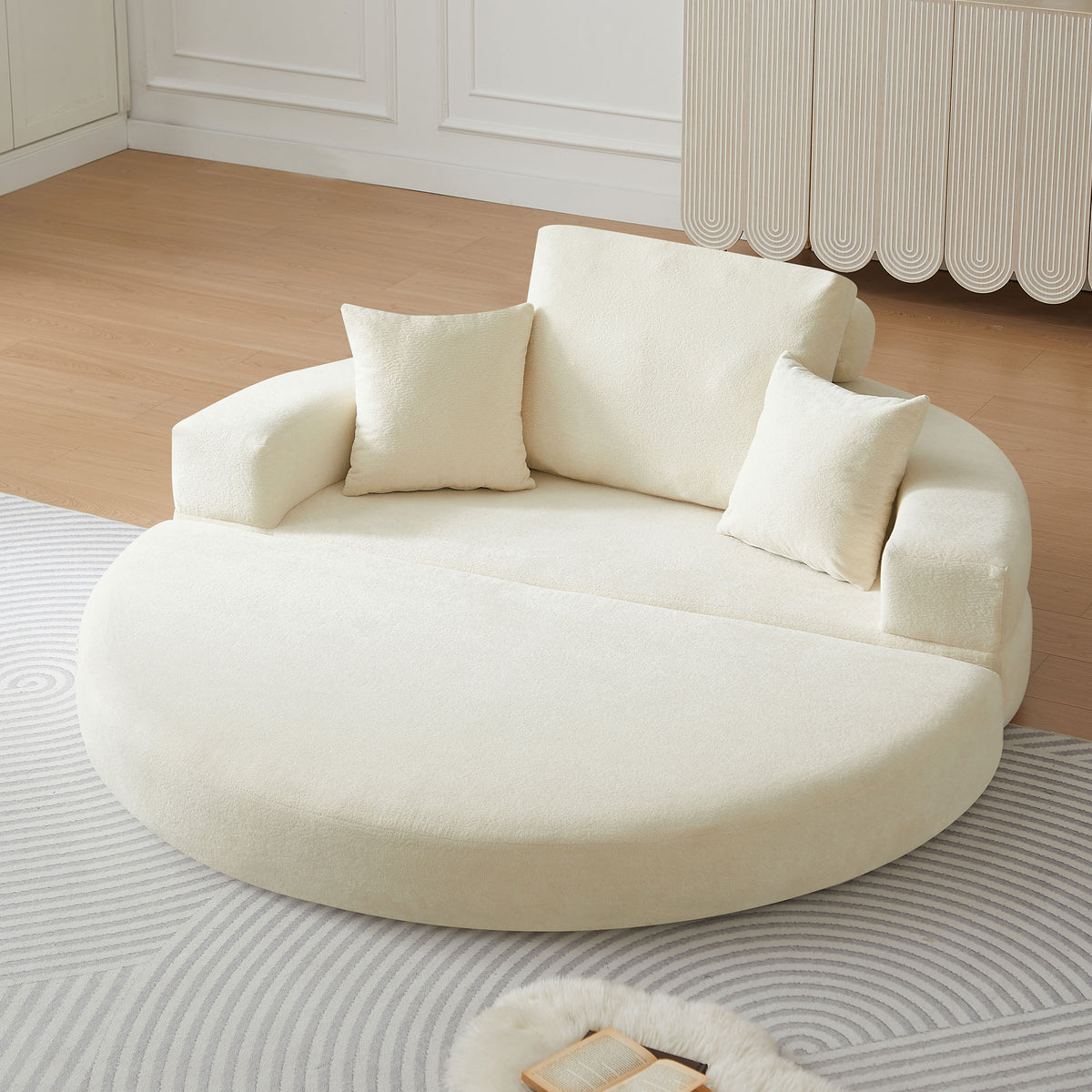 Eeeza Convertible Sofa Bed, Round, 2-seater, Velvet Fabric
