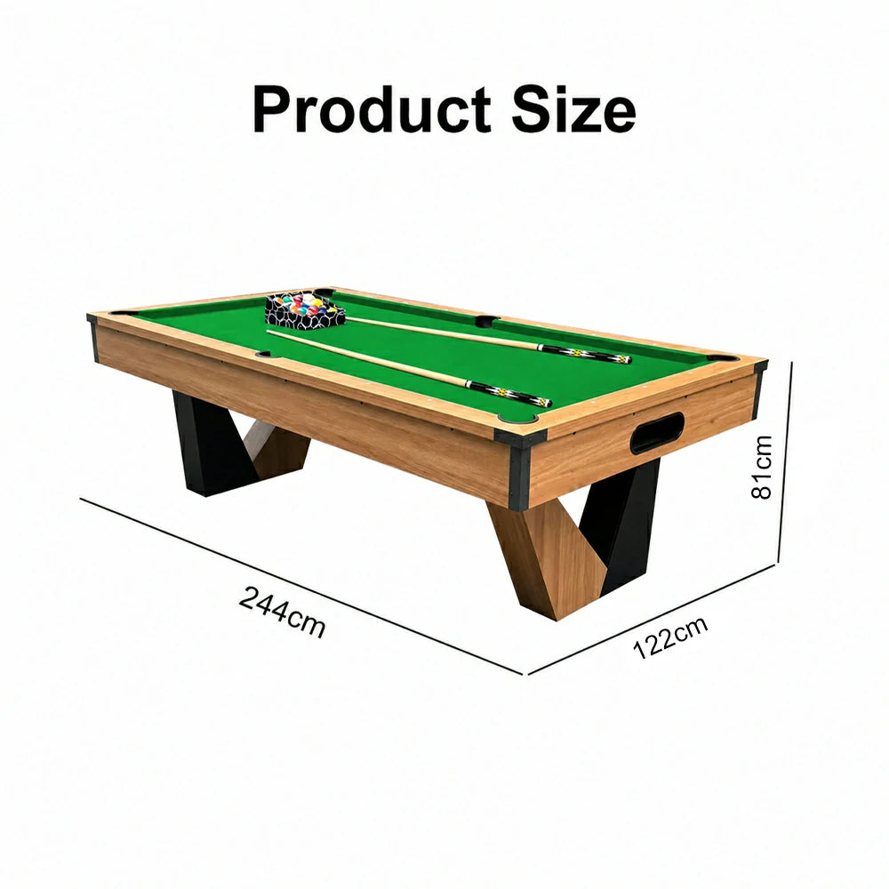 Pool Table with Ball Return and Wool Cloth, Full Accessories, 8ft