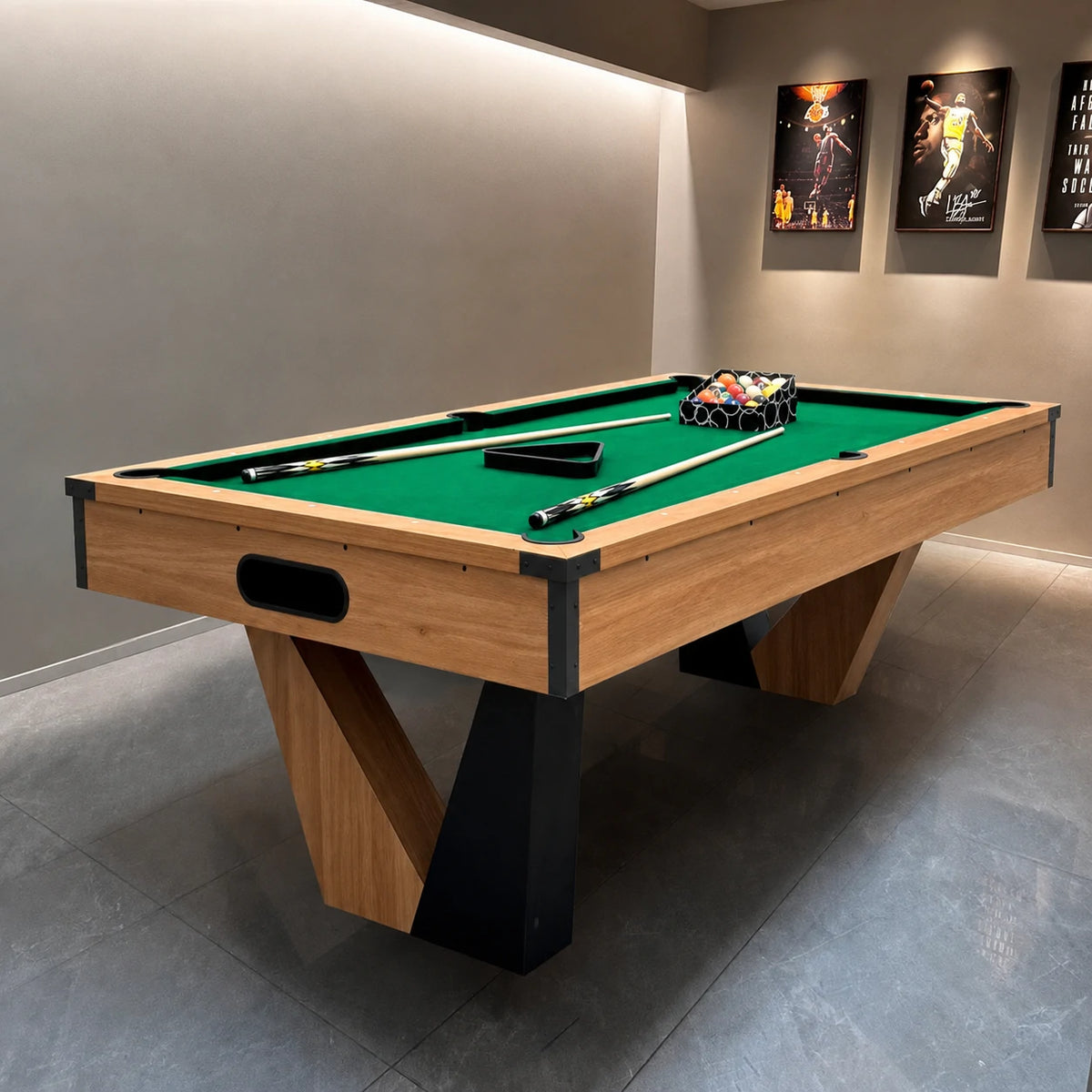 Pool Table with Ball Return and Wool Cloth, Full Accessories, 7ft
