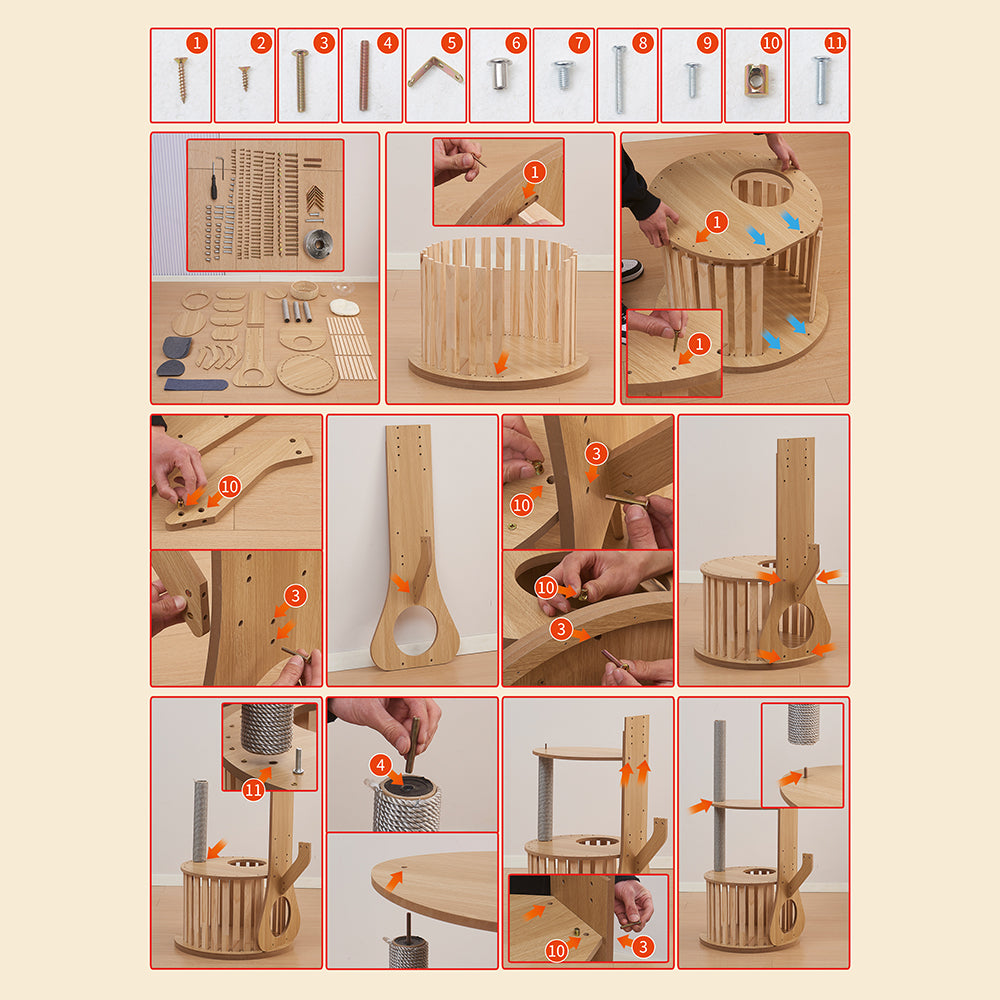 Multi-functional MDF cat tree, an elegant indoor decoration